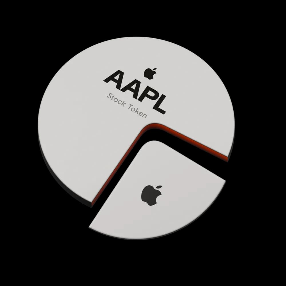 Apple (AAPL) Stock Token sculpture with its matching slice lifted out